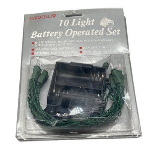 Everglow 10 light battery operated 2 D size batteries straight line decor READ